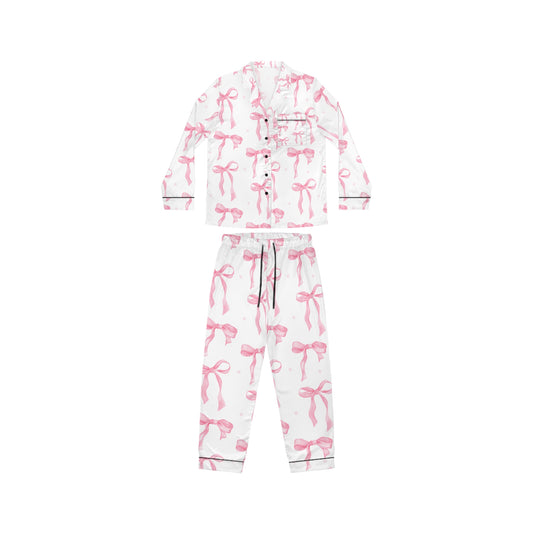 Satin Pajamas Set with Bow Detail