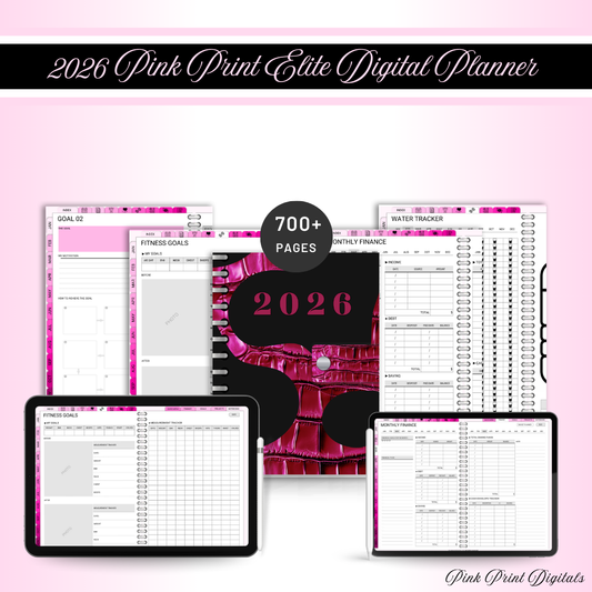 2026 Pink Rose Digital Planner | 40,000+ Hyperlinks | Daily, Weekly & Monthly Templates | Aesthetic GoodNotes iPad Planner + Bonus Stickers